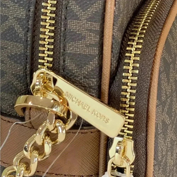 MICHAEL KORS FLIGHT BAG MEDIUM NS CHAIN CROSSBODY SHOULDER MK BROWN SIGNATURE - Picture 5 of 9